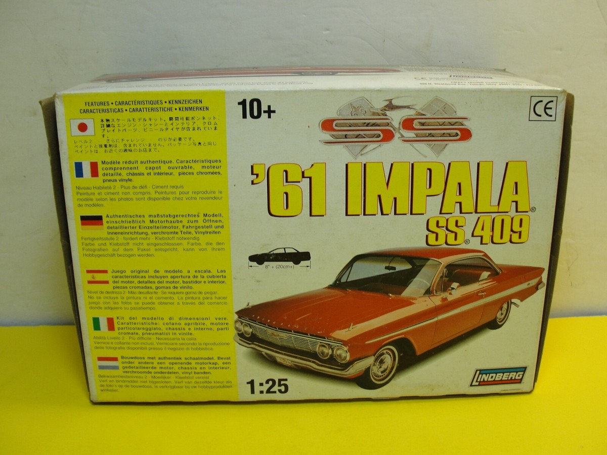 LINDBERG '61 IMPALA SS 409 1/25 SCALE MODEL KIT #72163 | eBay
