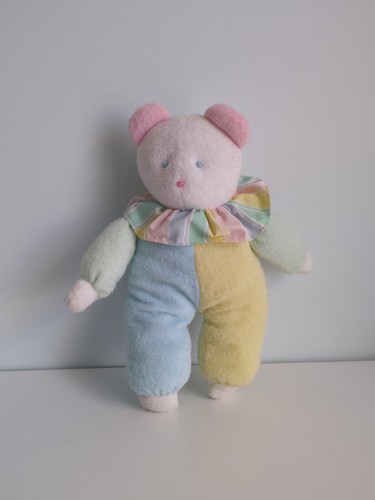 Peluche Eden Vintage Ours Pastel Bébé Tissu Éponge avec Col Volants Rayé 12" - Photo 2/10