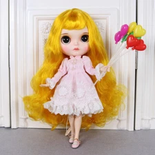 Blythe doll Dudu mouth Make up yellow curls hair from Factory Joint Body 12"