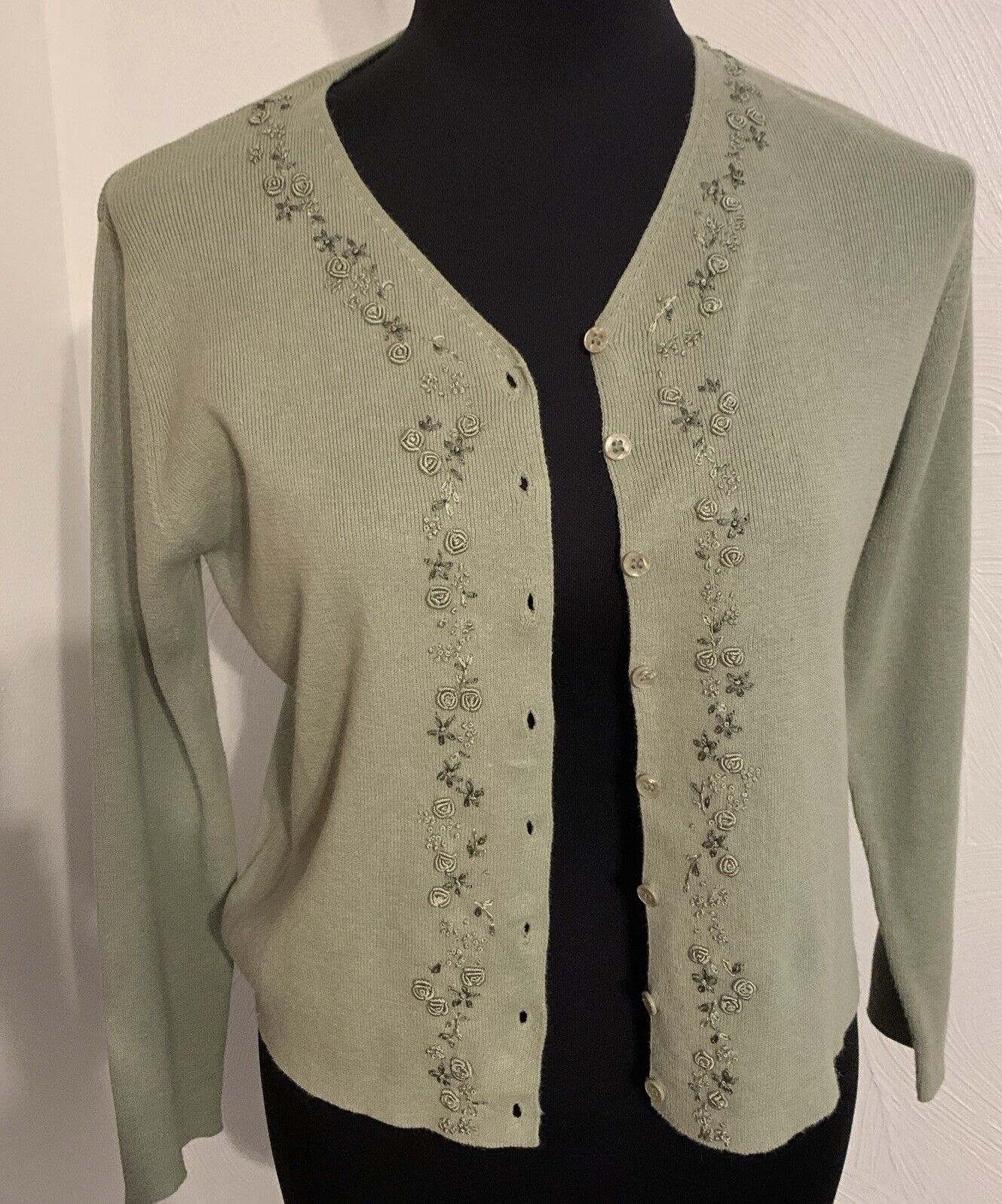 Modern Elements  Button Up Cardigan Sweater Women's Size PL Petites Sage Green