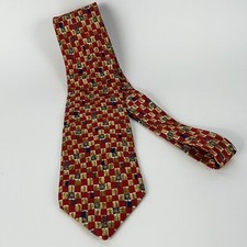 Gorgeous Paul Fredrick Silk Tie red/gold/blue Hand Made in USA of Italian Silk