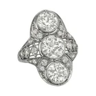 14K White Gold FN Art Deco 2.50CT Round Cut Lab-Created 3-Stone Engagement Ring