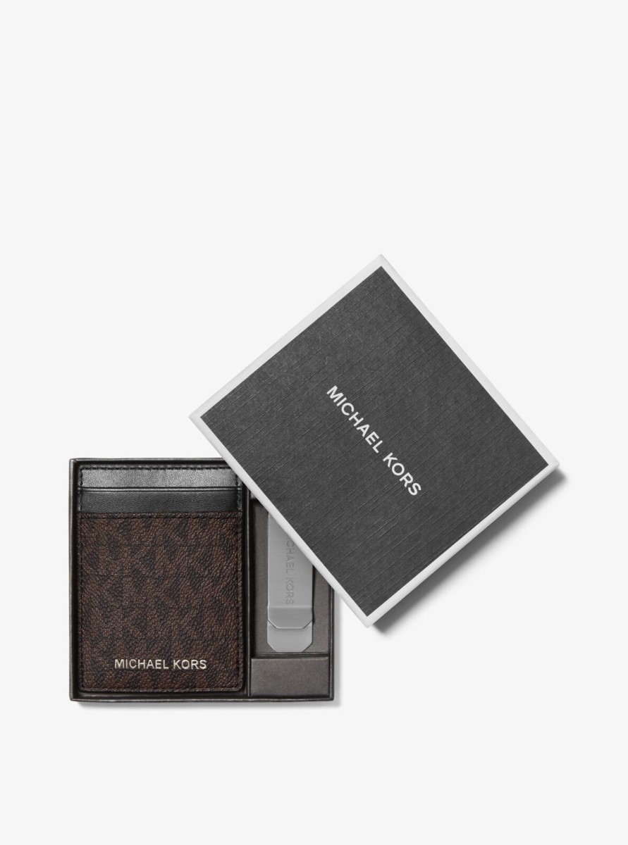 カードケース・名刺入れ Michael By Michael Kors Card Holder With Logo NIB Michael Kors MENS Logo Card Case with Bill Clip Gift Box