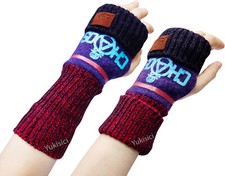 Vivienne Westwood JP Fold Over Gloves Wool Blend Knit Orb Chaos  Skull Purple N