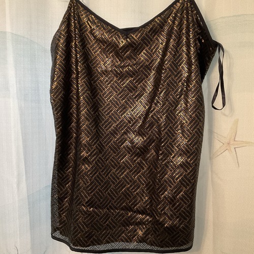NWT Banana Republic Womens Camo BLK & GOLD Sequin Camisole Sz L Tank Top - Picture 3 of 7