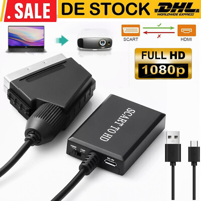 SCART zu HDMI Adapter Konverter Wandler Full HD Video Audio für TV DVD