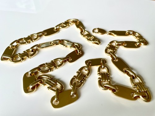 STEIGBÜGEL PLÄTTCHEN KETTE 585 /14 KARAT GOLD 66cm Plattenkette - Bild 7 von 10