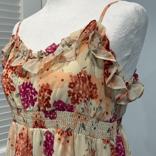 Elle Babydoll Ruffled Tiered Maxi Floral Dress Prairie Fairy Romantic Size S - Picture 5 of 11