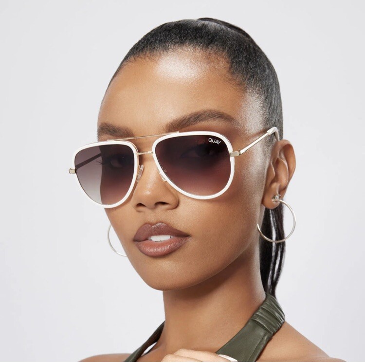 Sunglasses Quay Australia All In Bone /Brown Gold Aviator  display picture 2