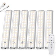6 Pack Remote Control LED Closet Lights Under Cabinet Lighting USB Rechargerable