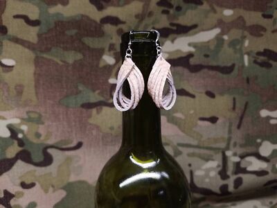 Up-Cycled Light Pink Leather Split Loop Earrings