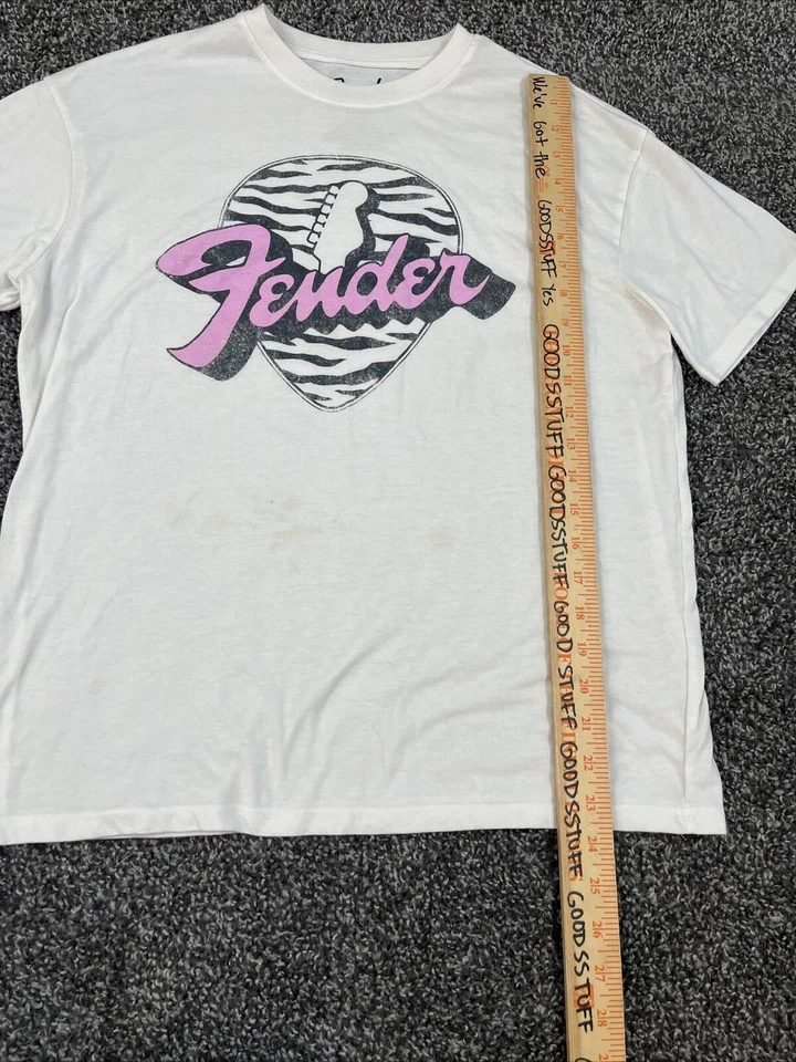 Camiseta gráfica blanca Fender para mujer - Fender - Talla Lg *manchada Foto 2 de 4