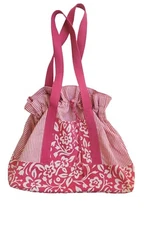 SOSTANZA Girls Large Pink Stripe Floral Drawstring School Bag