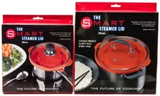 Smart Steamer Lid Silicone 10" 8" Combo Pack Red For Pot Pan Saucepan
