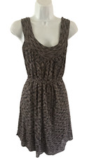 Free People Sleeveless Dress Women Size M Slinky Knit Scoop Neck Gray Black Boho