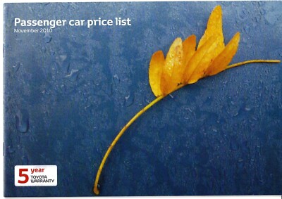 Toyota Passenger Cars Prices & Optional Extras Late 2010 UK Market Brochure