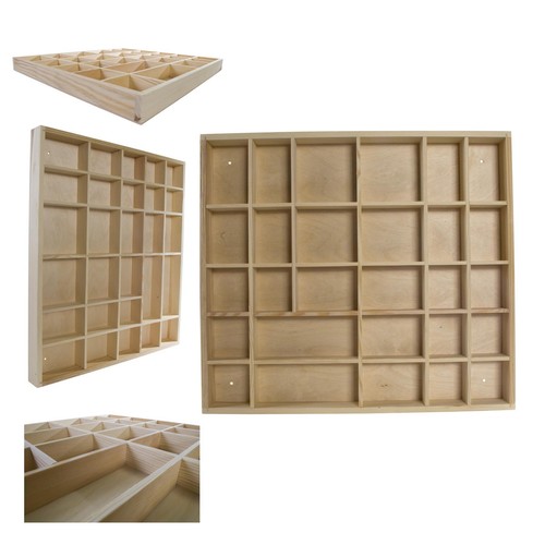 Estantes de exhibición de madera 28 compartimentos montados en pared unidad de almacenamiento flotante colgante - Imagen 4 de 12