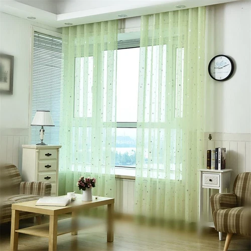 Elegant Star Printed Sheer Curtains Rod Pocket Fresh Tulle Voile Gauze 1 Panel - Picture 19 of 48