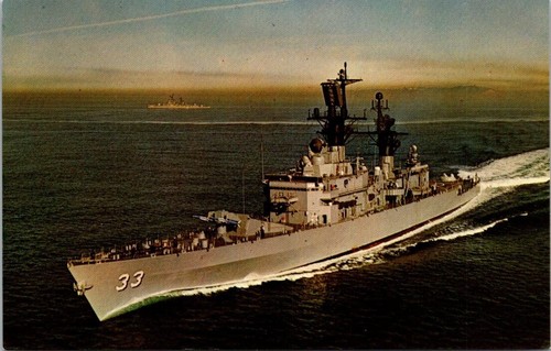 USS Fox (DLG-33) Navy Battleship Vintage Chrome Postcard A97