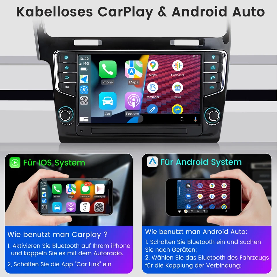 Android14 Autoradio Für VW Golf VII MK7 13-2020 Carplay GPS Navi 4G DAB 6+128GB - Bild 4 von 4