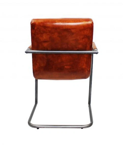 Echtes Büffelleder Freischwinger Krezkarriertes Stuhl 100%Handarbeit CognacFarbe - Bild 3 von 3