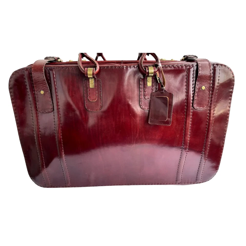 Vintage Echt Leder Reisetasche Braun weekender Koffer Leather Travel Bag - Bild 2 von 4