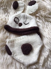 Pottery Barn Babies O-3 Months Knit Dog Hat And Bottom New With Tag