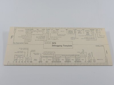 Vintage COMPUTING IBM RPG Programming Coding Debugging Template Fold Out