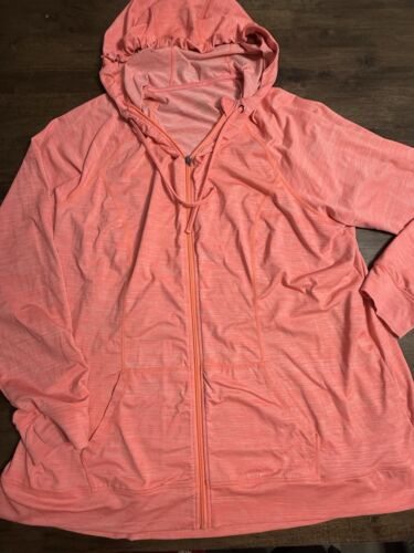 Torrid Active Hooded Full Zip Coral Pink Athletic Jacket Sz 4 Lg Sleeve Womens
