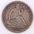 1866-S Seated Liberty Half Dollar with Motto XF detail Silver 50c