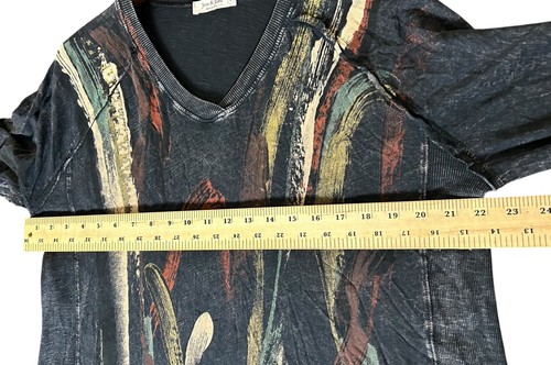Jess & Jane Top Blouse Size Large Black Long Sleeve Abstract Art Print Tunic - Picture 10 of 12