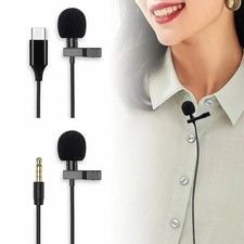 59.06 in Lavalier Condenser Microphone Clip-On Lapel Wired USB 0.14 in Type-C