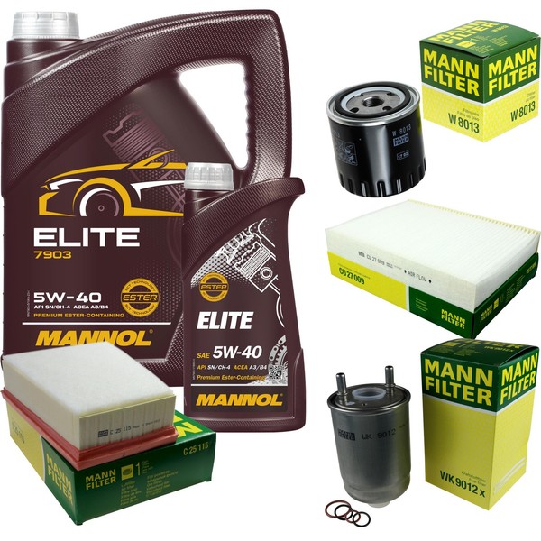 Mann Inspektionspaket 6L Mannol Elite 5W-40 FüR Renault Grand ScéNic III 1.9 Dci-image