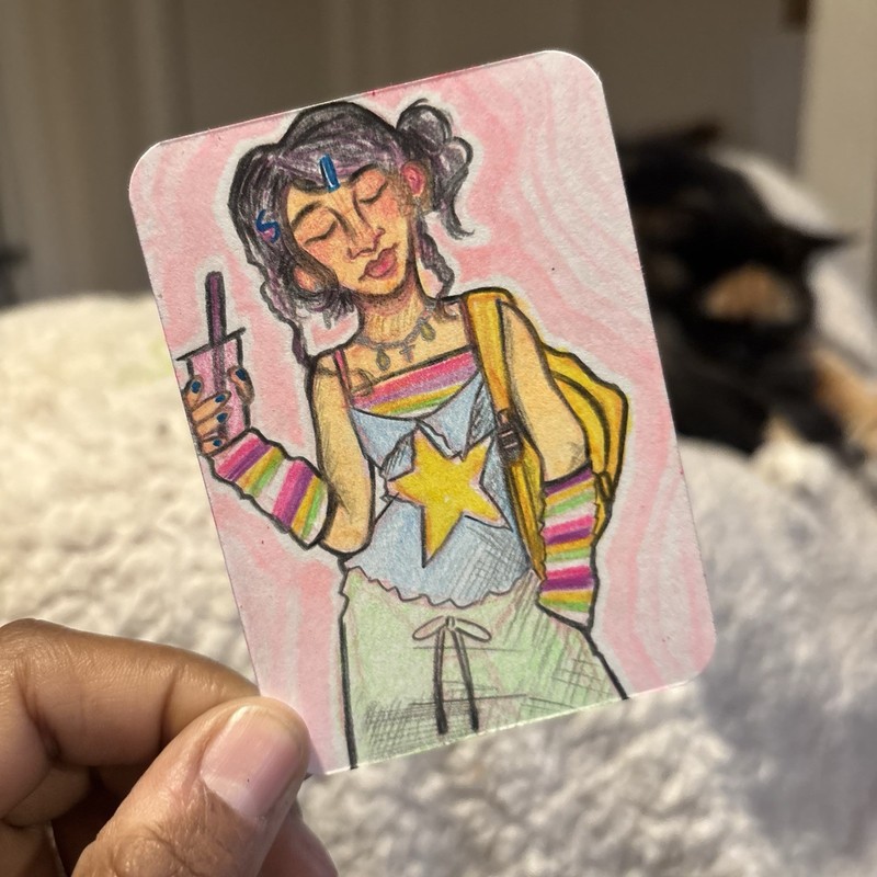 ACEO Original “Glowing” Colored Pencil Drawing   Marker By Jelliekellieart