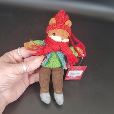 Lake Cabin Knit Mouse Ornament Rustic Winter Cabin Decor Plush Figure
