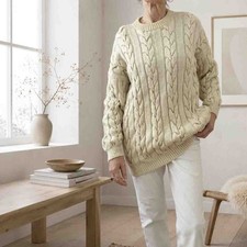 Vintage Handmade Wool Cable Knit Jumper, medium large
