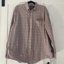 Nautica Shirt Mens XL Plaid RED BLUE ORANGE GREEN Long Sleeve Button Down Cotton