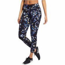 Sweaty Betty Power 7/8 Leggings in a Black Blue Floral Print with Side Pockets