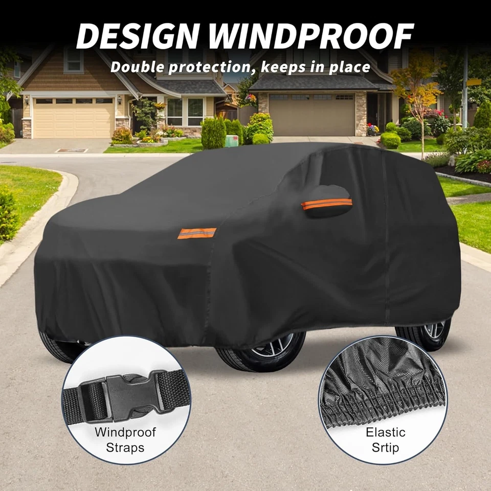 7 Layers Waterproof Car Cover For Subaru Outback 2003-26 Reflective Strips Black - Imagem 4 de 4