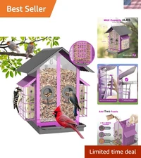 Durable Outdoor Bird Feeder with Adjustable Perch - 4lbs Capacity & Easy Refill