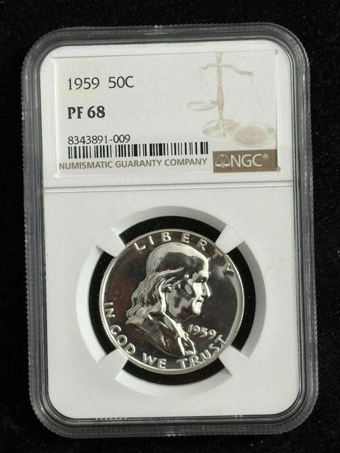 1959 Silver Proof Franklin Half Dollar NGC PF 68