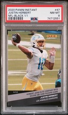 PSA 8 Justin Herbert 2020 Panini Instant #47 Rookie Card Black 1/1 Elite Comp.