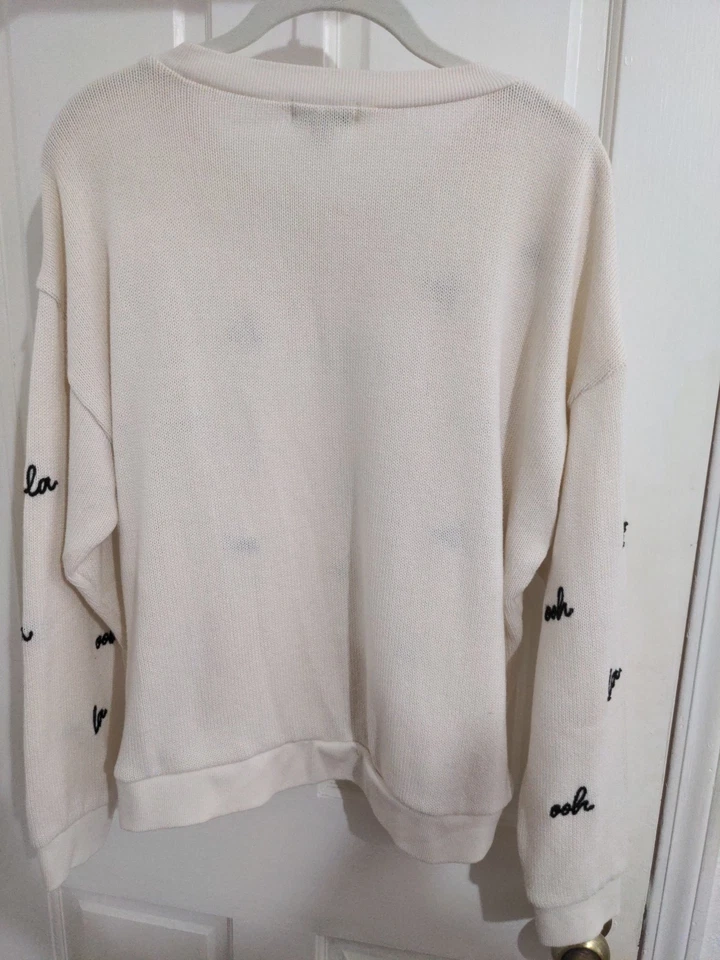 Wildfox Ooh La La вышитый свитер белый размер XL - Изображение 3 из 4