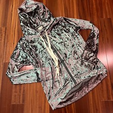 POL Velvet Hoodie Zip Up Taupe Mocha Long Sleeve Sweatshirt New Size Medium