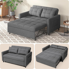 Convertible Futon Sofa Bed, 3-In-1 Sleeper Couch with Pull Out Bed, 53.2  Small L