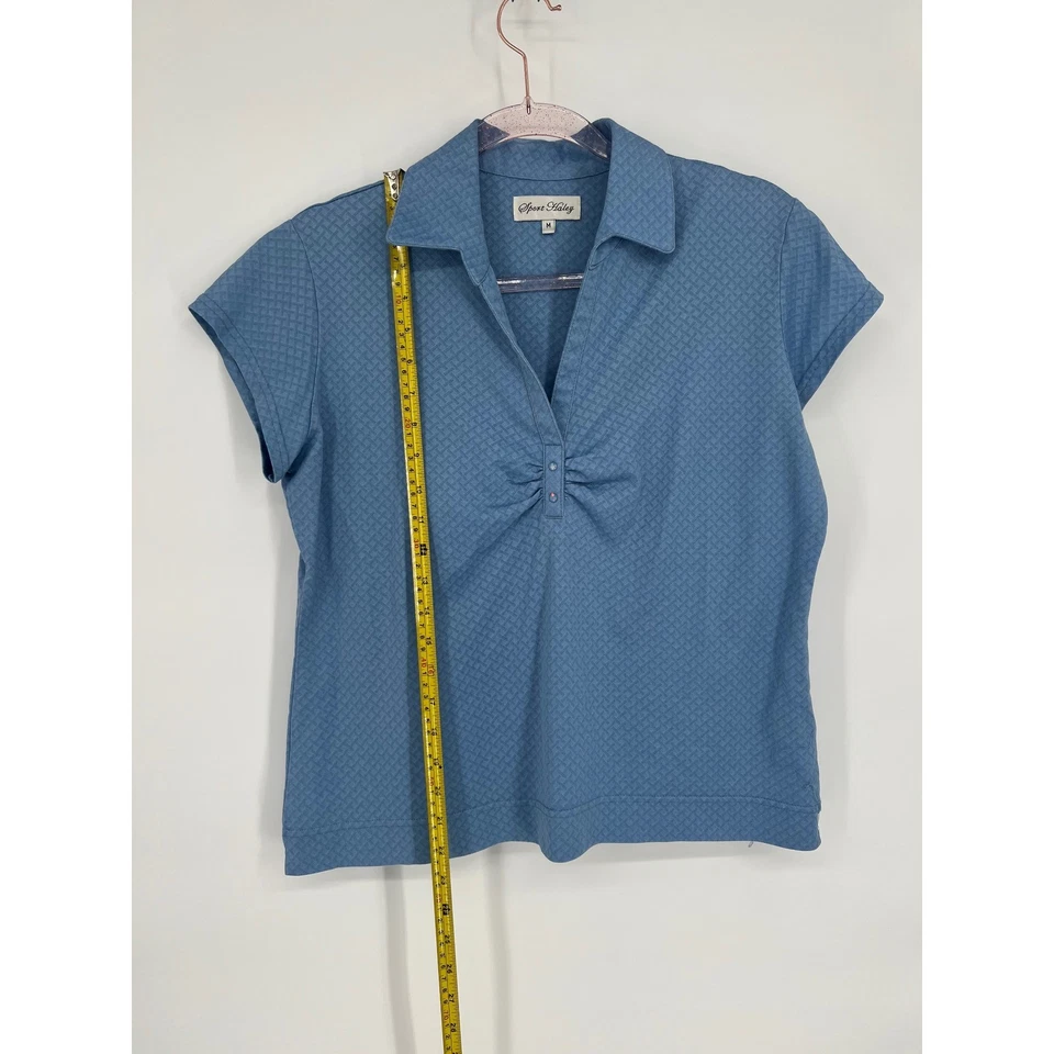 Polo de golf deportivo Haley texturizado con botones manga corta azul M Foto 2 de 4