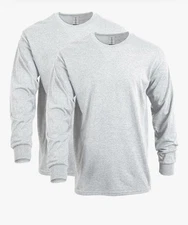 4 New Gilden Long Sleeve Tshirts, Gray, Men’s 2X
