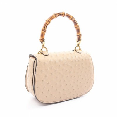 Gucci Bamboo Handbag Beige Ostrich Leather | eBay