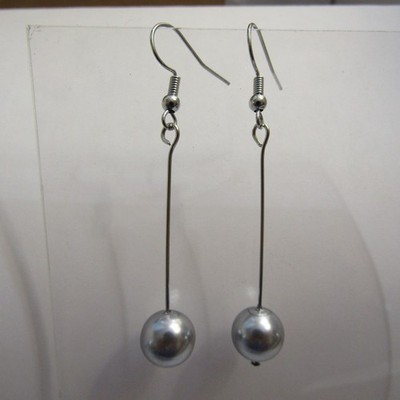 Gray Silver Tone Drop Earrings Chic Boho Beach Simple Summer Fashion Jewelry