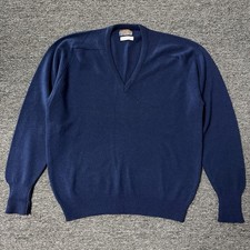 Vintage 70s Pendleton Blue 100 Lambs Wool Knit Pullover Sweater Mens Sz XL